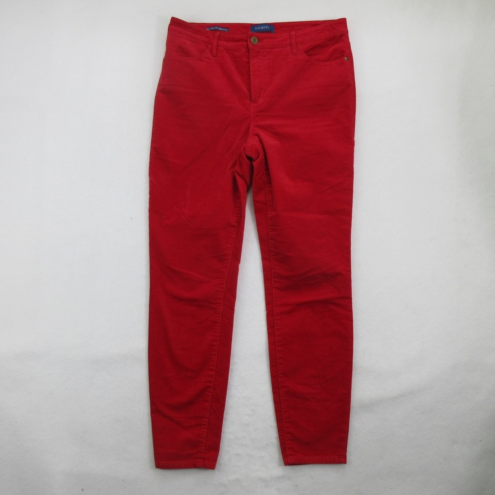 Talbots Women's Pants Size 10 Jegging Ankle High Waist Corduroy Red Stretch
